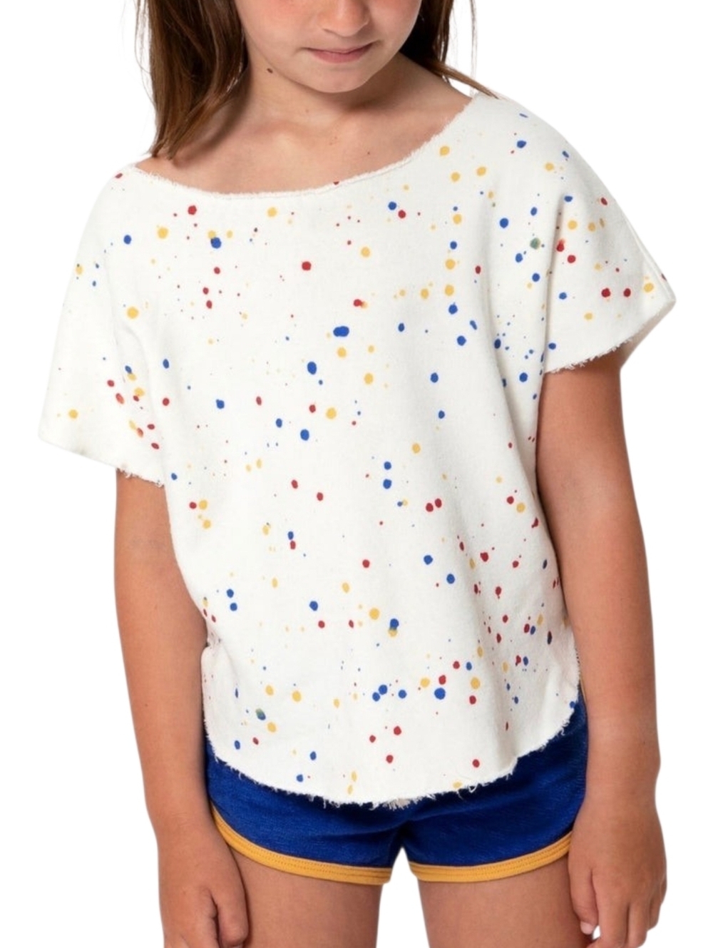 Sol Angeles White Colorful Splatter Slouch Oversized Pullover Top 2T